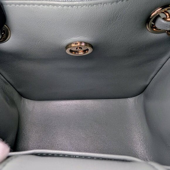 Chanel Rare Light Grey Quilted Caviar Leather Small Bucket Drawstring Bag - Picture 12 of 16